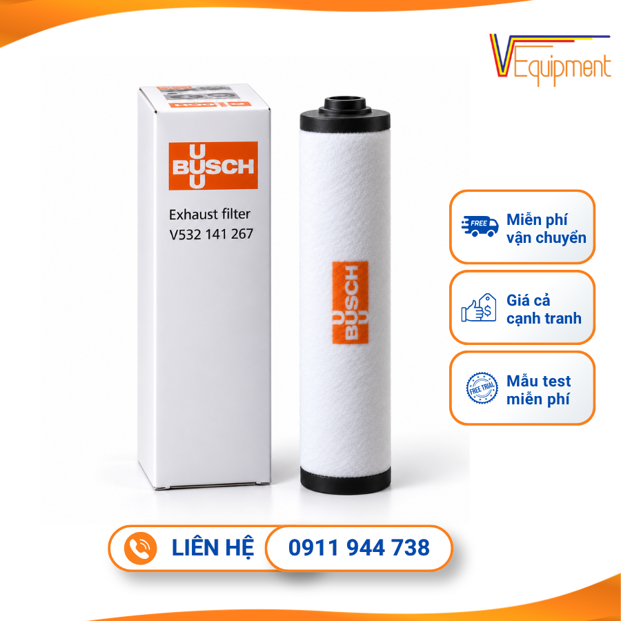 Lọc Tách Dầu Busch V532 141 267 Chính Hãng – Tiêu Chuẩn ATEX